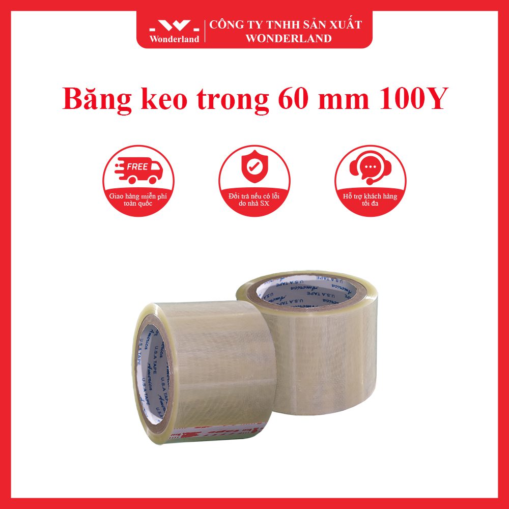Băng keo trong 60MM x 100Y chất lượng tại Wonderland