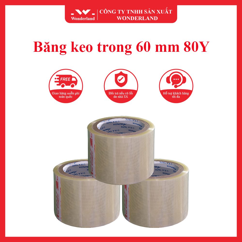 Băng keo trong 60MM x 80Y chất lượng tại Wonderland