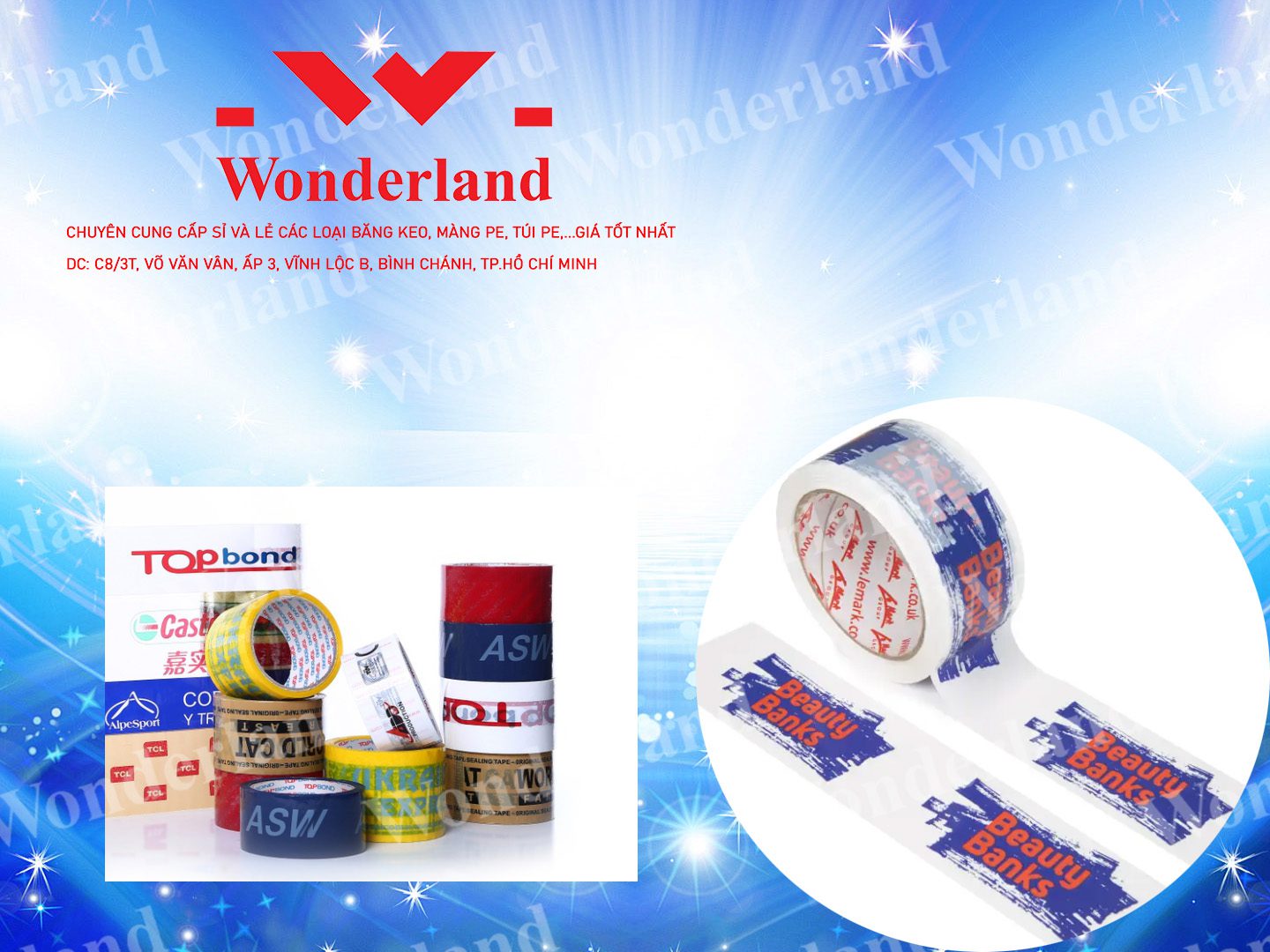 DỊCH VỤ IN BĂNG KEO 48MM DÁN THÙNG GIÁ RẺ NHẤT TẠI WONDERLAND