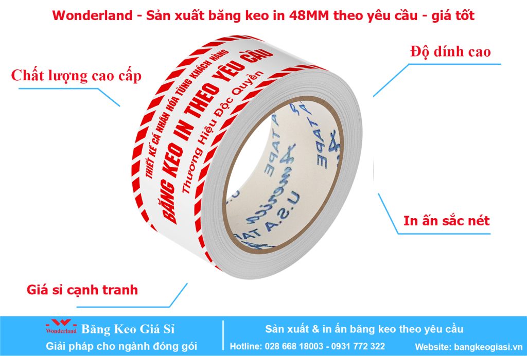 ĐẶC ĐIỂM NỔI BẬT CỦA BĂNG KEO IN LOGO 48MM DO WONDERLAND SẢN XUẤT