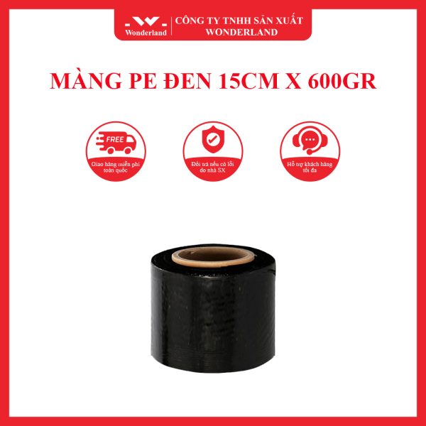 MÀNG PE ĐEN 15CM X 600GR WONDERLAND