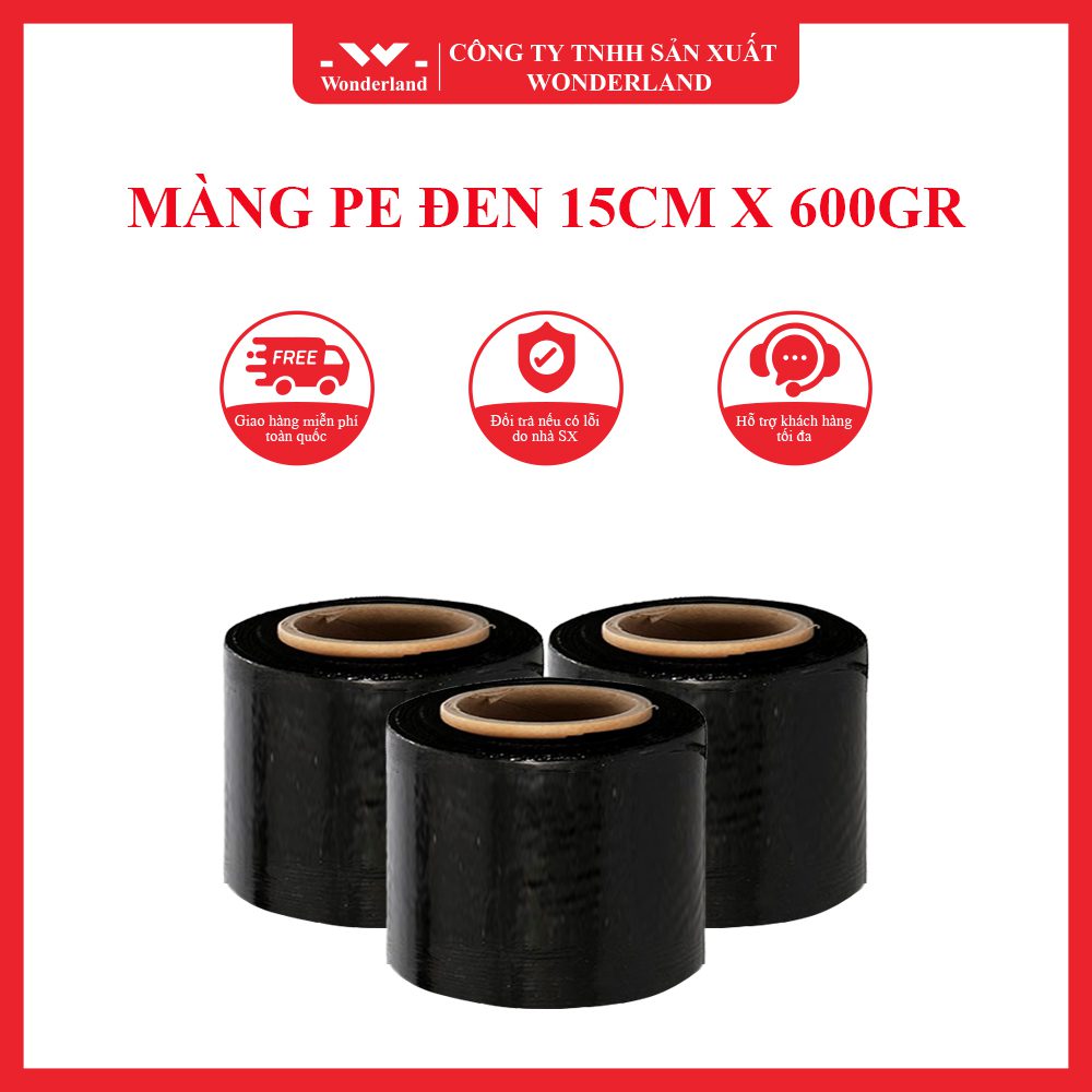MÀNG PE ĐEN 15CM X 600GR CHẤT LƯỢNG TỐT NHẤT TẠI WONDERLAND