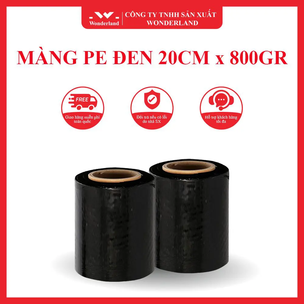 MÀNG PE ĐEN 20CM x 800GR