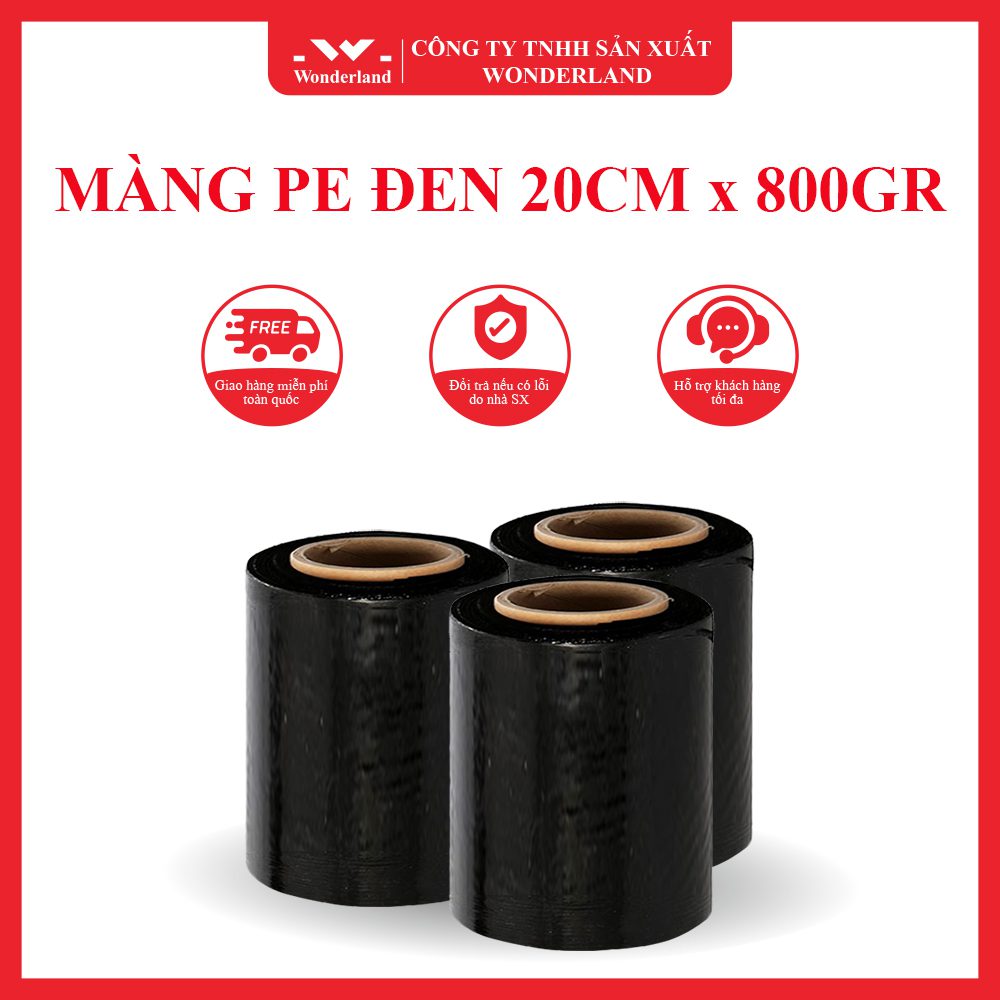 MÀNG PE ĐEN 20CM x 800GR CHẤT LƯỢNG TẠI WONDERLAND