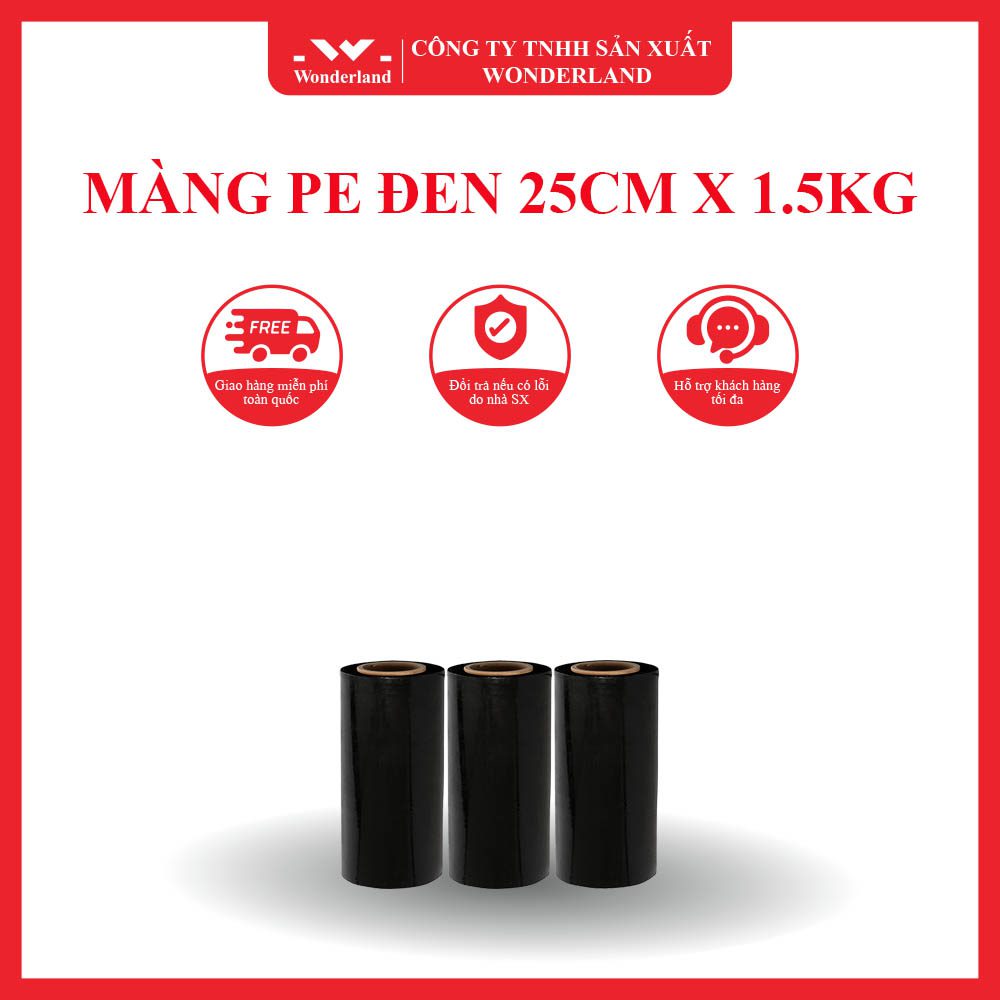 MÀNG PE ĐEN 25CM X 1.5KG CHẤT LƯỢNG TỐT NHẤT TẠI WONDERLAND
