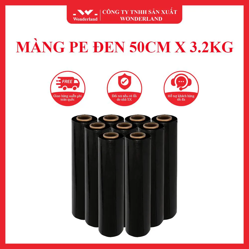 MÀNG PE ĐEN 50CM X 3.2KG CHẤT LƯỢNG TỐT NHẤT TẠI WONDERLAND