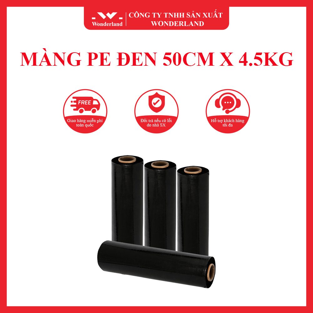 MÀNG PE ĐEN 50CM X 4.5KG CHẤT LƯỢNG TỐT NHẤT TẠI WONDERLAND