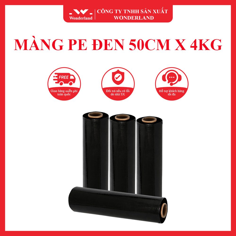 MÀNG PE ĐEN 50CM X 4KG CHẤT LƯỢNG TỐT NHẤT TẠI WONDERLAND