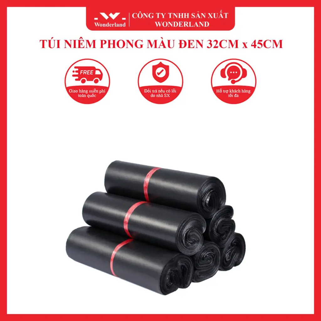 TÚI NIÊM PHONG MÀU ĐEN 32CM x 45CM WONDERLAND CÓ GIÁ BÁN SỈ TỐT NHẤT