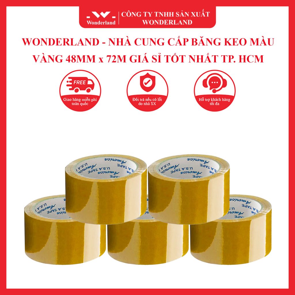 WONDERLAND - NHÀ CUNG CẤP BĂNG KEO MÀU VÀNG 48MM x 72M GIÁ SỈ TỐT NHẤT TP. HCM