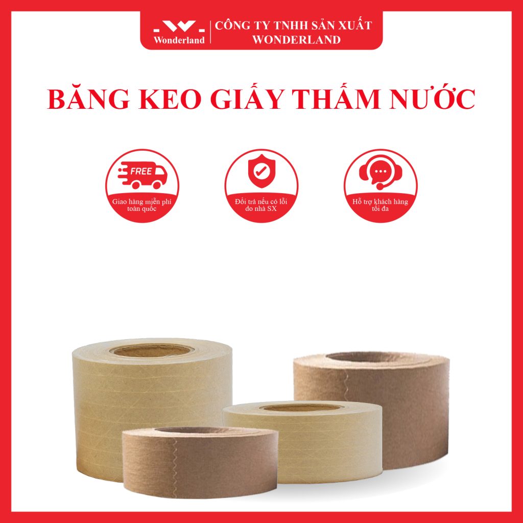 BĂNG KEO GIẤY NÂU THẤM NƯỚC GIÁ SỈ TỐT NHẤT TẠI CÔNG TY WONDERLAND