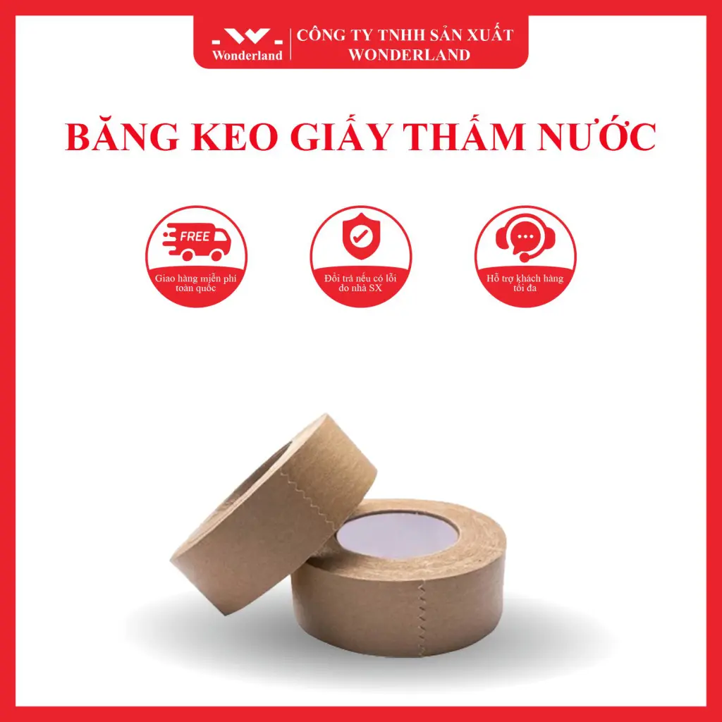 BĂNG KEO GIẤY THẤM NƯỚC KHÔNG CHỈ