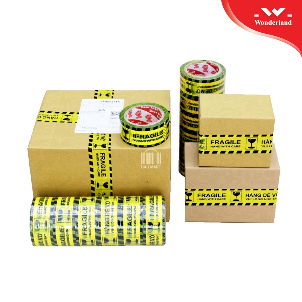 CÔNG TY WONDERLAND CHUYÊN CUNG CẤP BĂNG KEO IN CHỮ CẢNH BÁO HÀNG DỄ VỠ SỐ LƯỢNG LỚN - GIÁ SỈ TỐT NHẤT TẠI TP. HCM