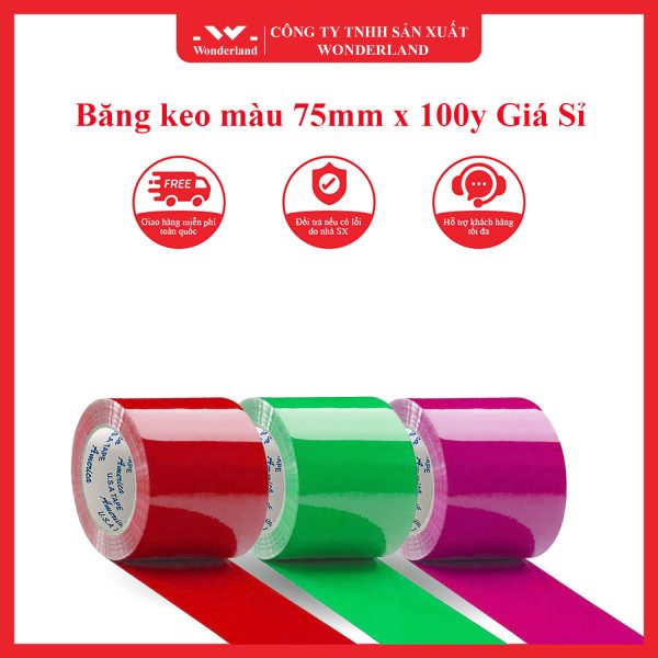 Băng keo màu 75mm x 100y Giá Sỉ