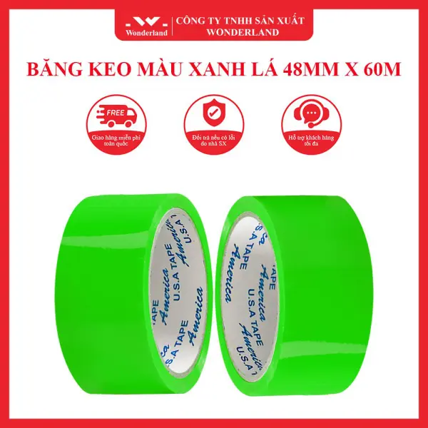 BĂNG KEO MÀU XANH LÁ 48MM X 60M WONDERLAND