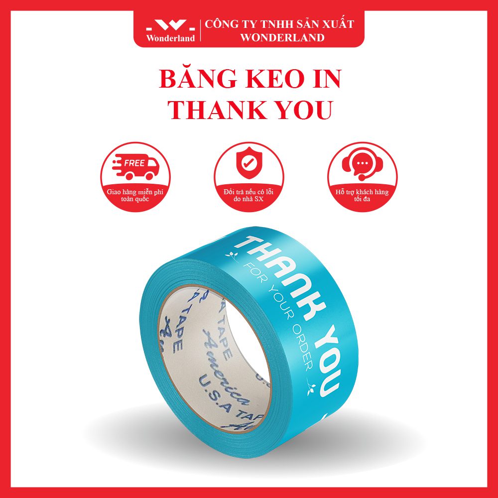 BĂNG KEO IN THANK YOU XANH DƯƠNG 48MM GIÁ SỈ