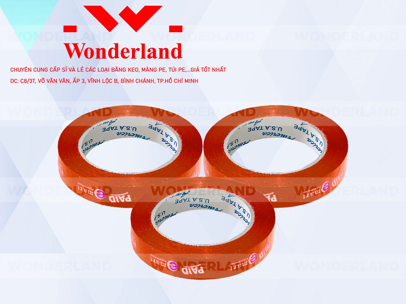 BĂNG KEO IN THEO YÊU CẦU DÁN LY 12MM NỀN CAM ĐỎ IN 2 MÀU TRẮNG SỮA & TÍM (MẪU 01) CHẤT LƯỢNG TẠI WONDERLAND