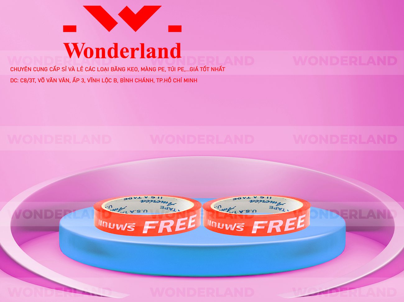 BĂNG KEO IN THEO YÊU CẦU DÁN LY 12MM NỀN ĐỎ ĐẬM IN MÀU TRẮNG SỮA (MẪU 02) CHẤT LƯỢNG TẠI WONDERLAND