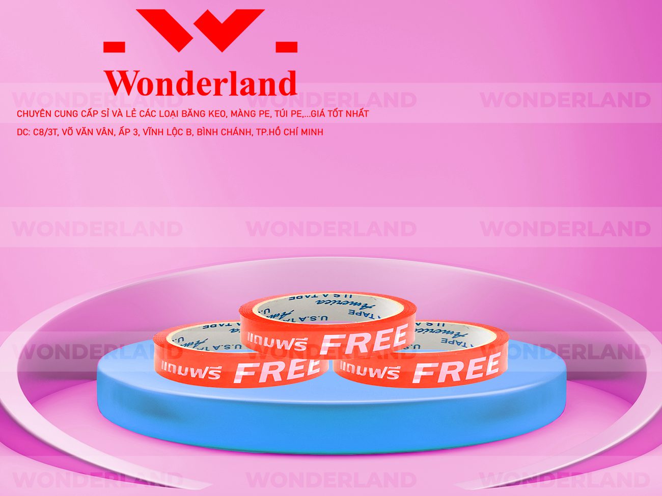 BĂNG KEO IN THEO YÊU CẦU DÁN LY 12MM NỀN ĐỎ ĐẬM IN MÀU TRẮNG SỮA (MẪU 02) CHẤT LƯỢNG TẠI WONDERLAND
