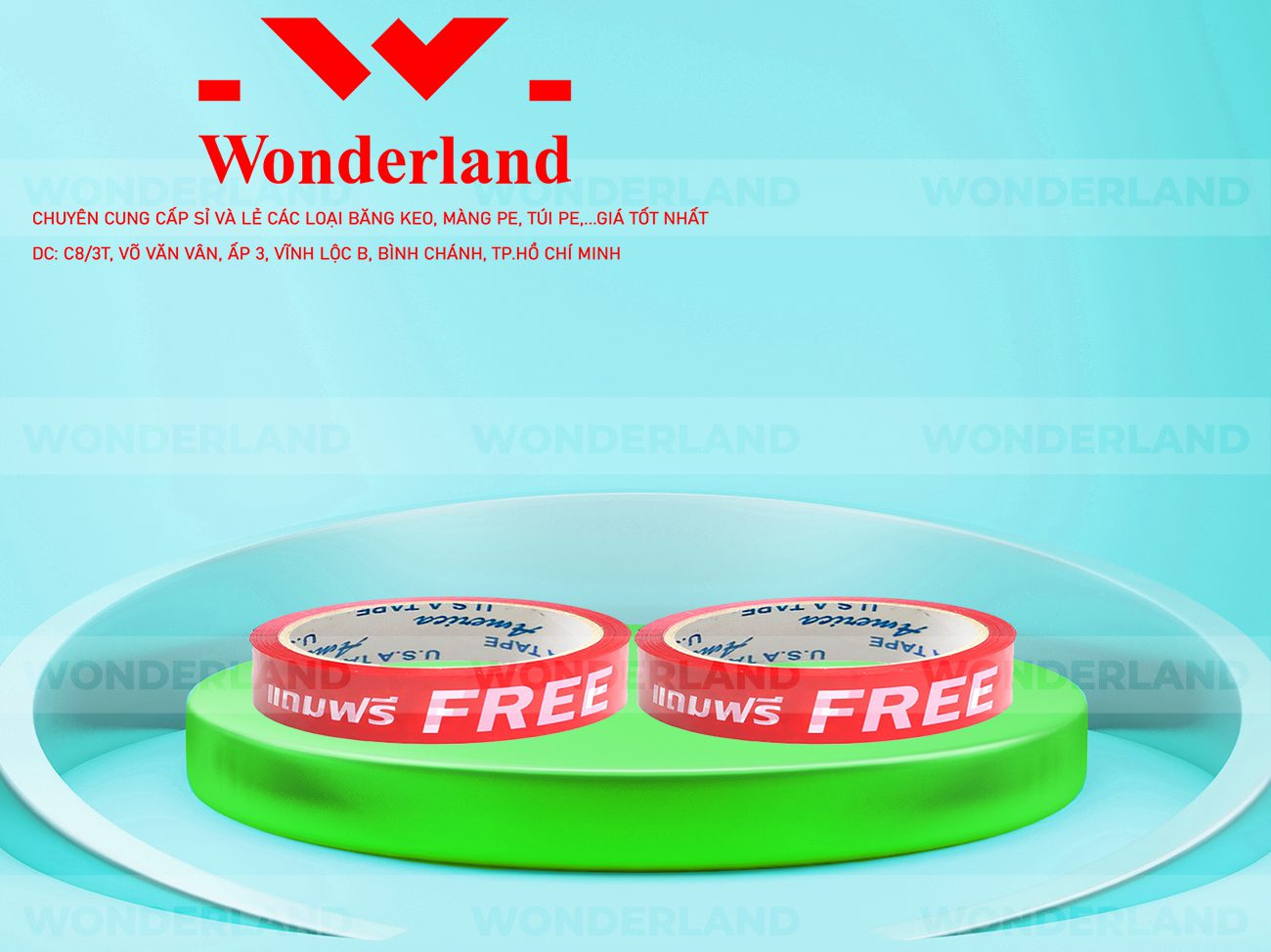 BĂNG KEO IN THEO YÊU CẦU DÁN LY 12MM NỀN ĐỎ IN MÀU TRẮNG SỮA (MẪU 02) CHẤT LƯỢNG TẠI WONDERLAND