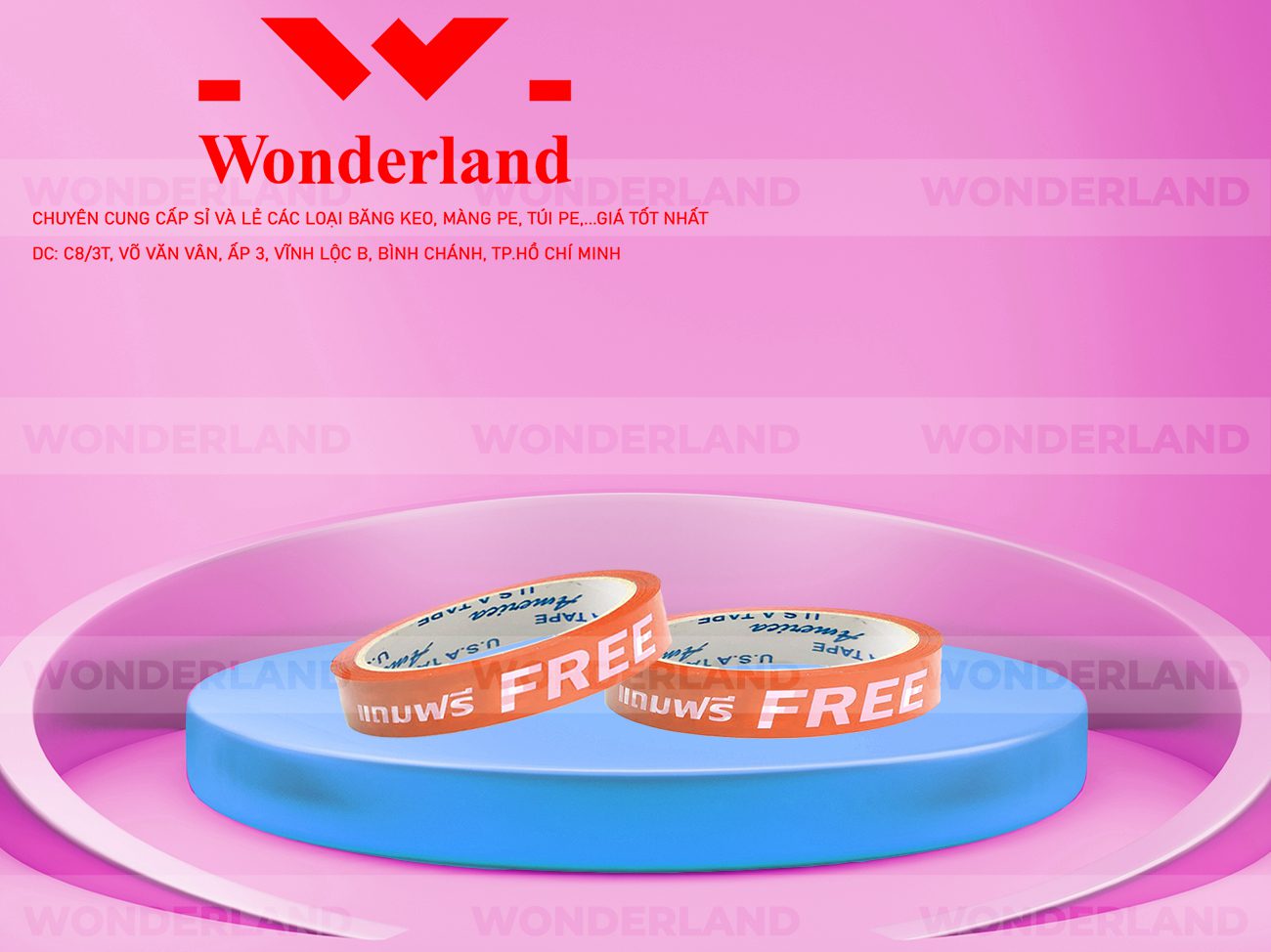 BĂNG KEO IN THEO YÊU CẦU DÁN LY 12MM NỀN ĐỎ NHẠT IN MÀU TRẮNG SỮA (MẪU 02) CHẤT LƯỢNG TẠI WONDERLAND
