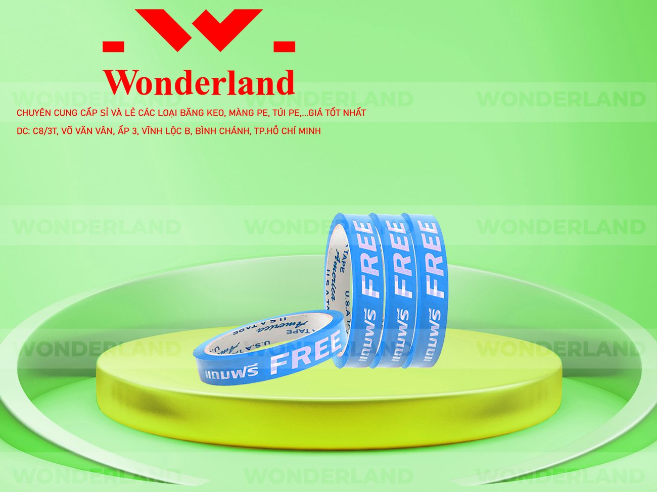 BĂNG KEO IN THEO YÊU CẦU DÁN LY 12MM NỀN XANH DA TRỜI IN MÀU TRẮNG SỮA (MẪU 02) GIÁ TỐT NHẤT TẠI WONDERLAND