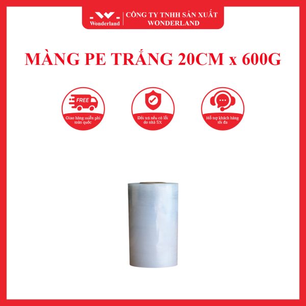 MÀNG PE TRẮNG 20CM x 600G WONDERLAND