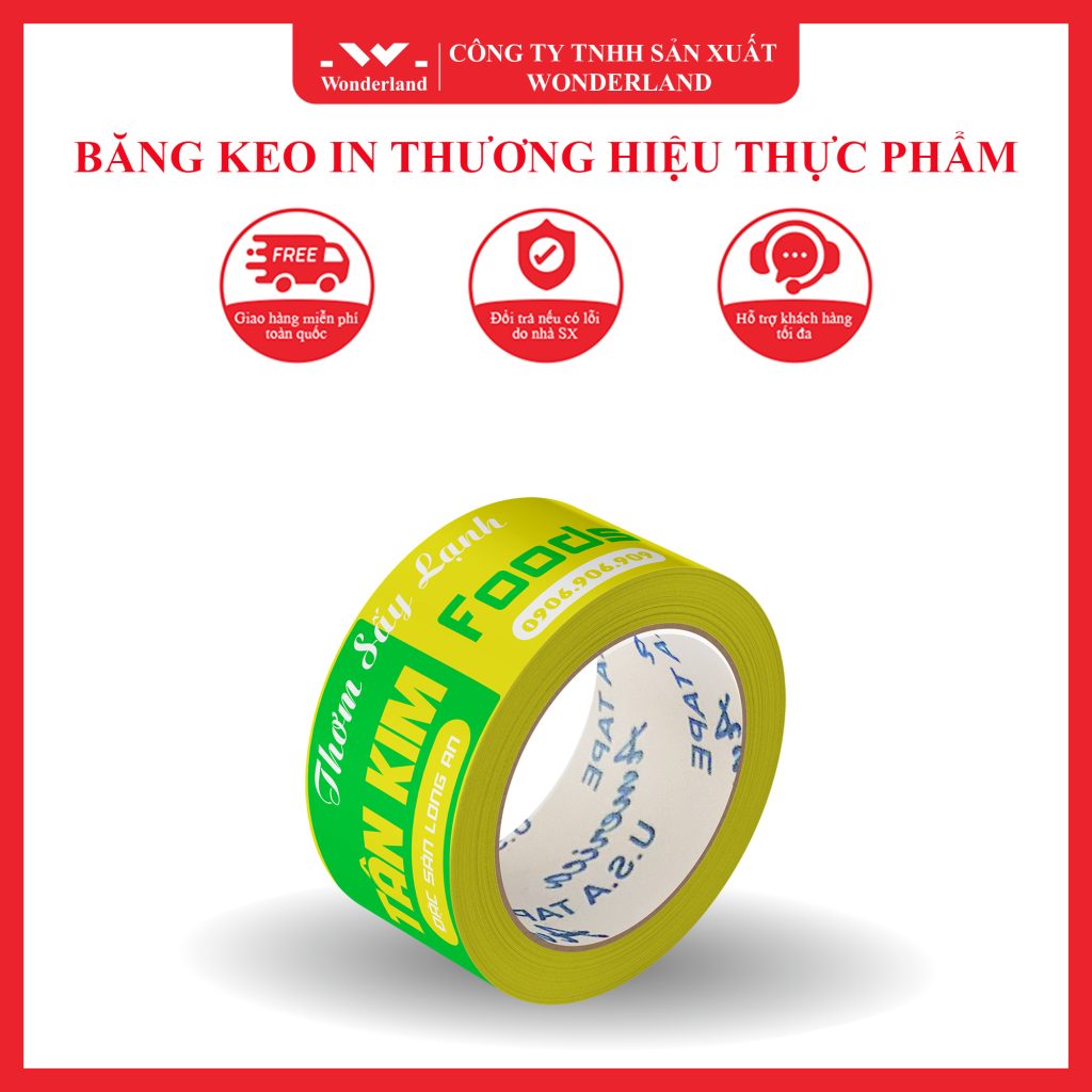 BĂNG KEO IN THƯƠNG HIỆU THỰC PHẨM SẢN XUẤT TẠI WONDERLAND