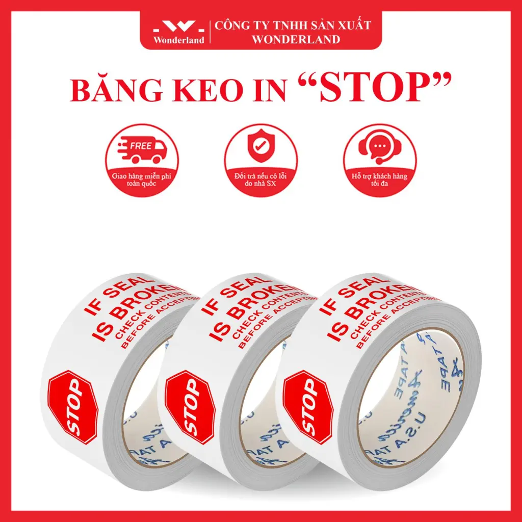 BĂNG KEO IN CHỮ CẢNH BÁO STOP MÀU SẮC PHONG THỦY TẠI WONDERLAND