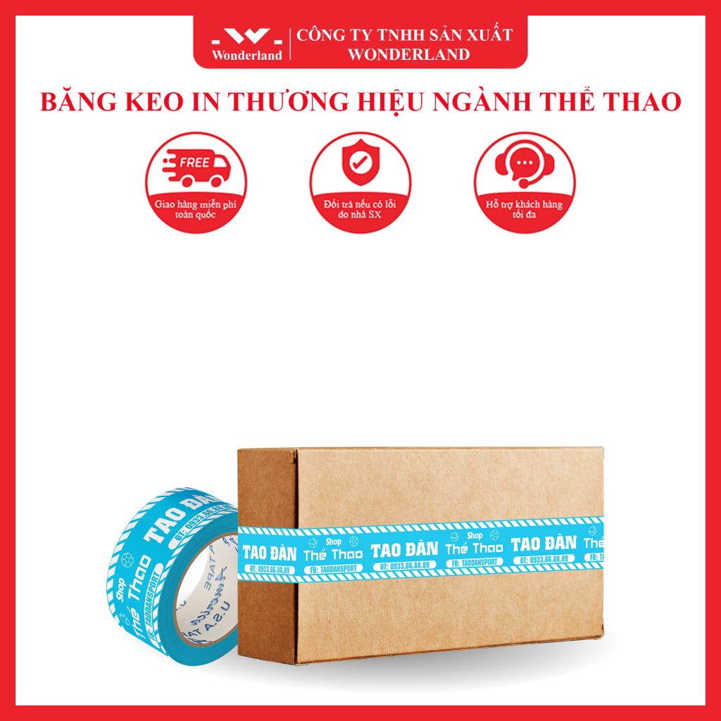 ĐẶT HÀNG BĂNG DÍNH IN THƯƠNG HIỆU TẠI WONDERLAND VỚI MÀU SẮC PHONG THỦY THEO YÊU CẦU