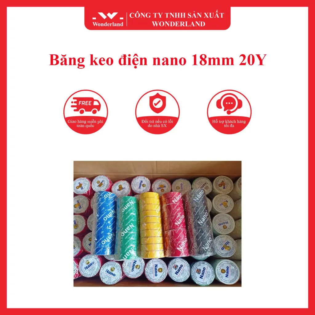 BĂNG KEO ĐIỆN NANO 18MM x 20Y CHẤT LƯỢNG CAO - NHIỀU MÀU SẮC NỔI BẬT