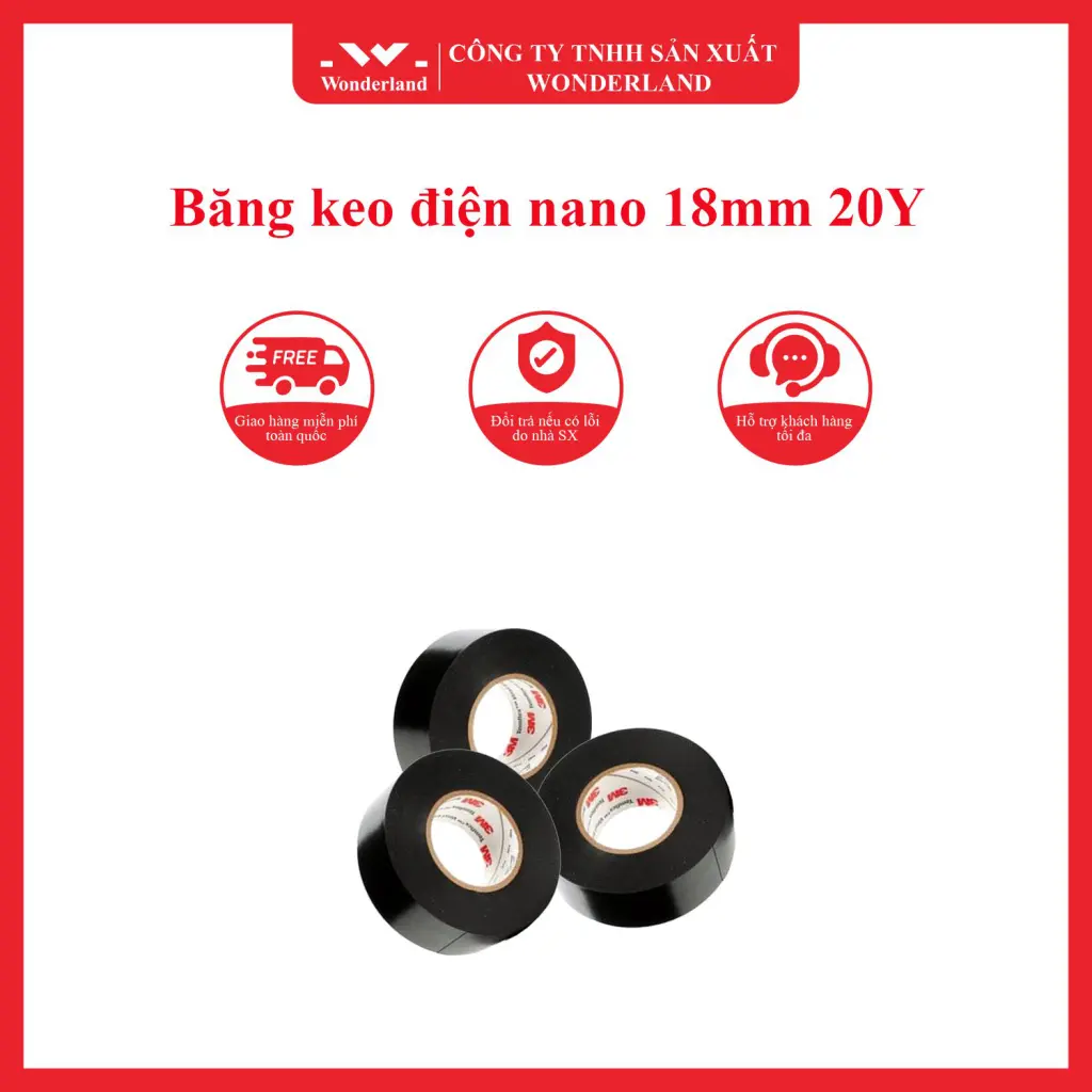 BĂNG KEO ĐIỆN NANO 18MM x 20Y WONDERLAND CÓ NHIỀU ỨNG DỤNG NỔI BẬT TRONG CÔNG NGHIỆP ĐIỆN