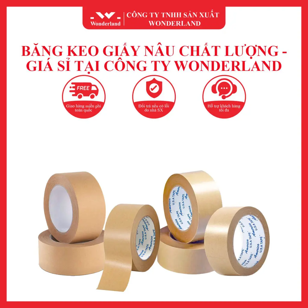 BĂNG KEO GIẤY NÂU CHẤT LƯỢNG - GIÁ SỈ TẠI CÔNG TY WONDERLAND