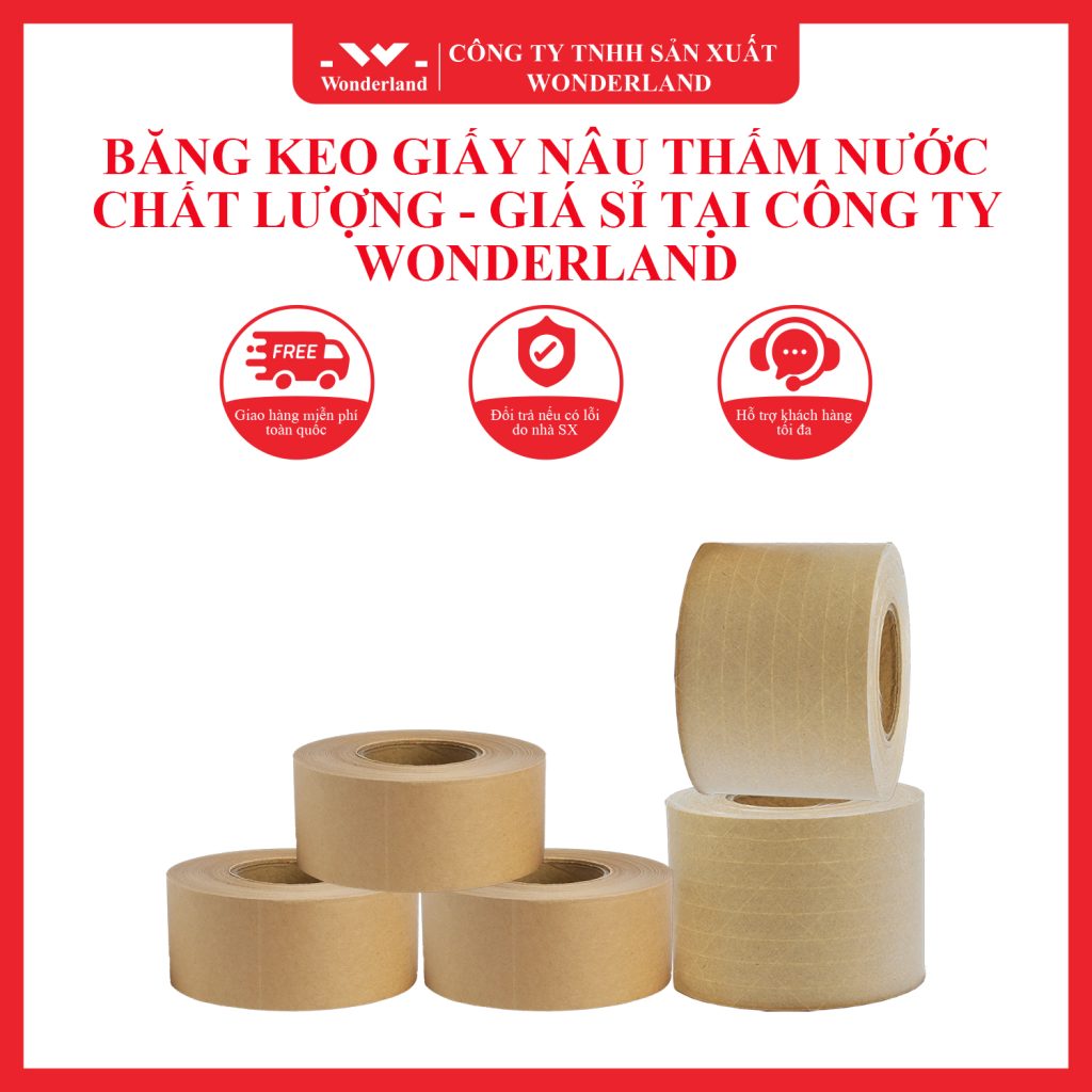 BĂNG KEO GIẤY NÂU THẤM NƯỚC CHẤT LƯỢNG - GIÁ SỈ TẠI CÔNG TY WONDERLAND