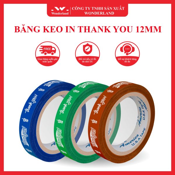 BĂNG KEO IN THANK YOU 12MM LY TRÀ SỮA