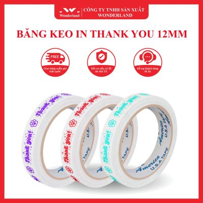 BĂNG KEO IN THANK YOU 12MM HÌNH CHÂN MÈO
