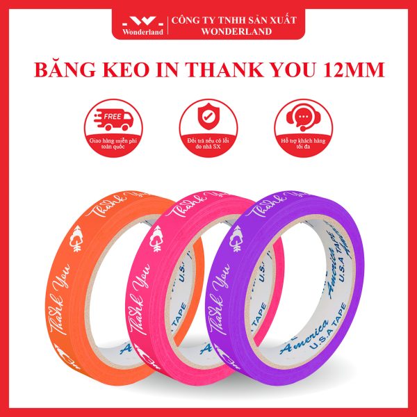 BĂNG KEO IN THANK YOU 12MM TRÁI TIM