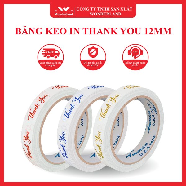 BĂNG KEO IN THANK YOU 12MM THANH LỊCH