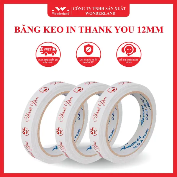 BĂNG KEO IN THANK YOU 12MM MẶT CƯỜI