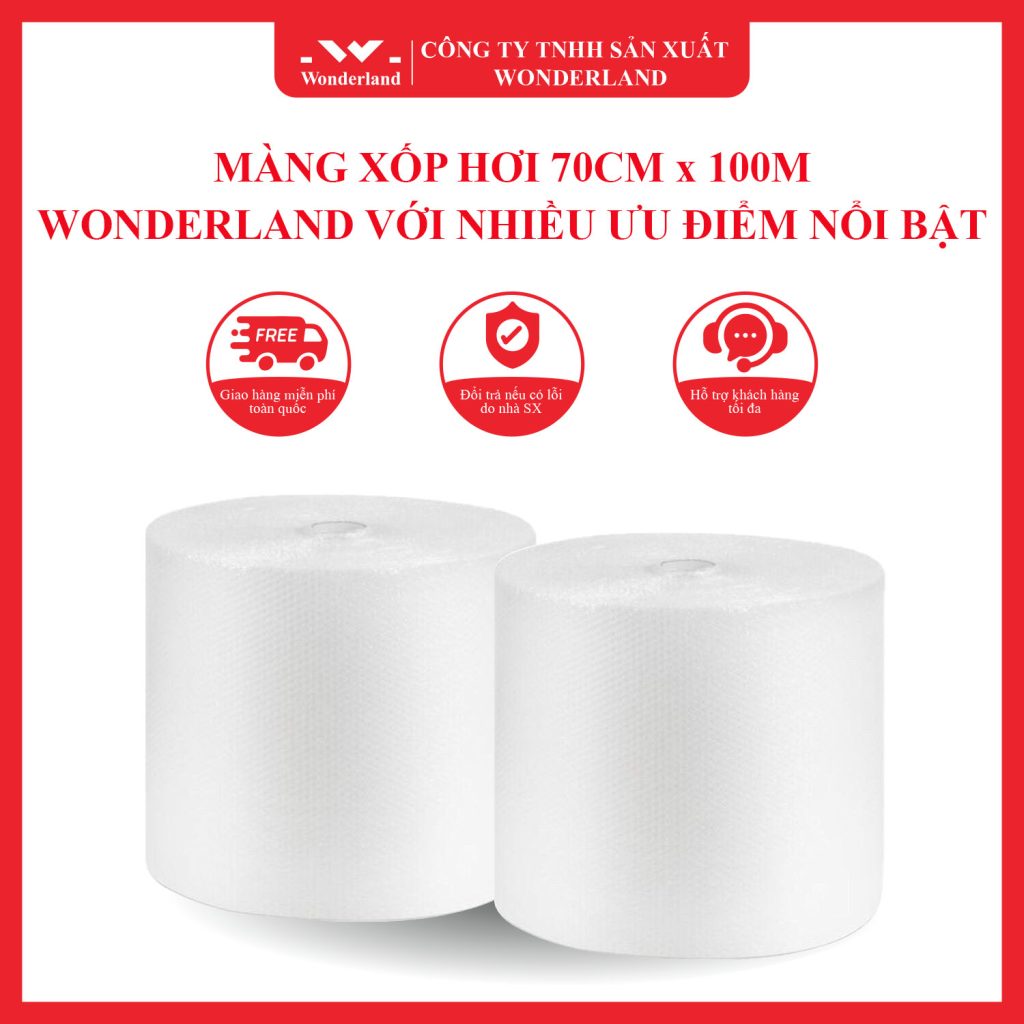 MÀNG XỐP HƠI 70CM x 100M WONDERLAND VỚI NHIỀU ƯU ĐIỂM NỔI BẬT