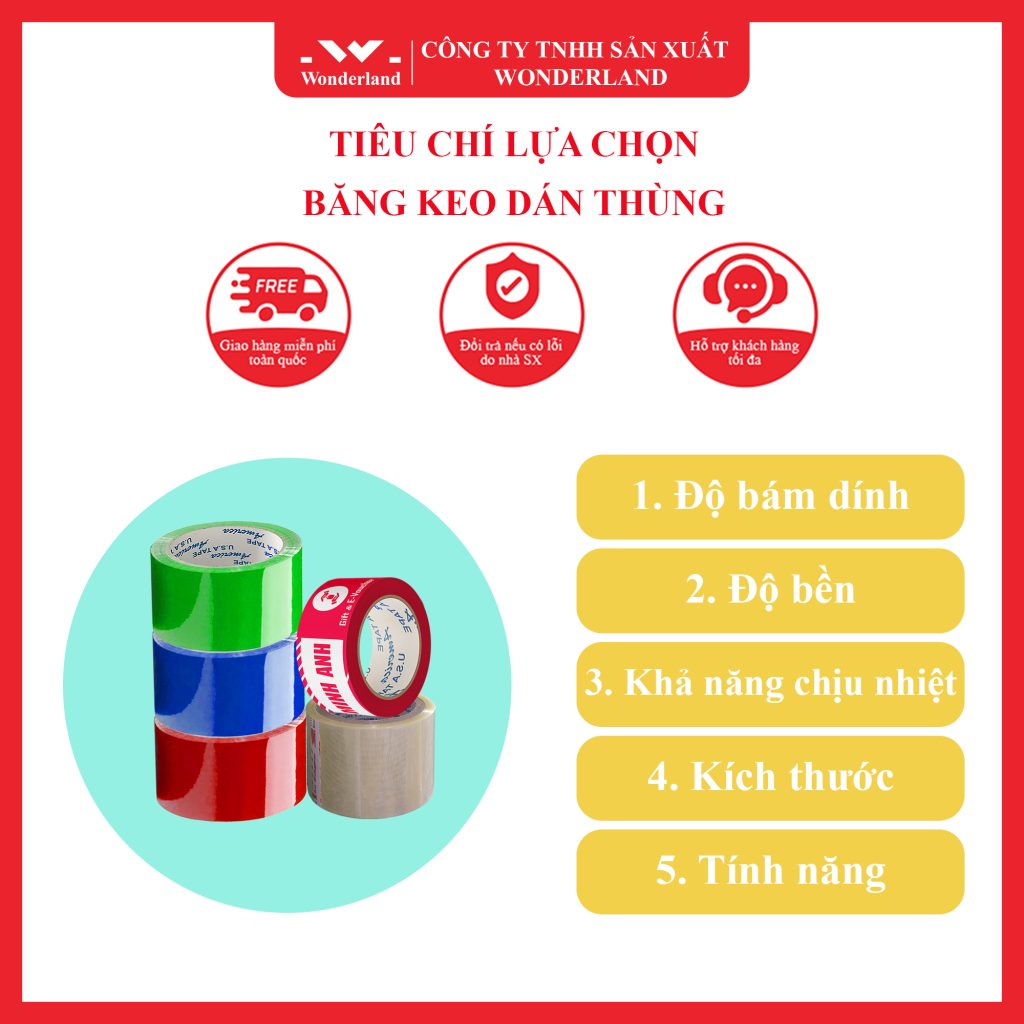 TIÊU CHÍ LỰA CHỌN BĂNG KEO DÁN THÙNG