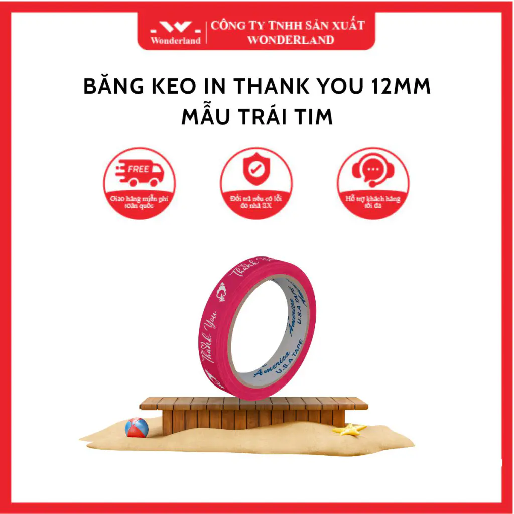 BĂNG KEO IN THANK YOU 12MMMẪU TRÁI TIM