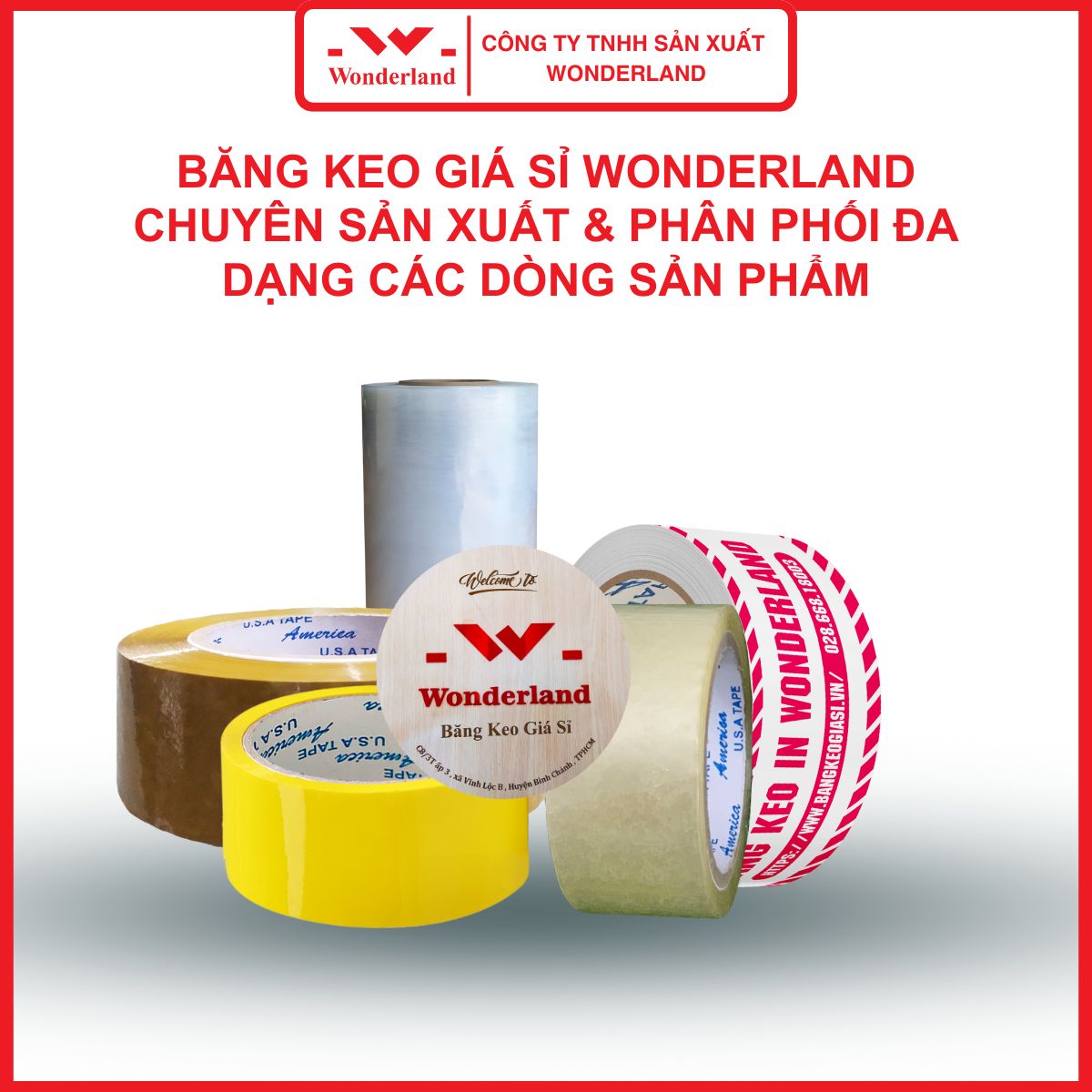 Băng keo giá sỉ Wonderland chuyên sản xuất & phân phối đa dạng các dòng sản phẩm