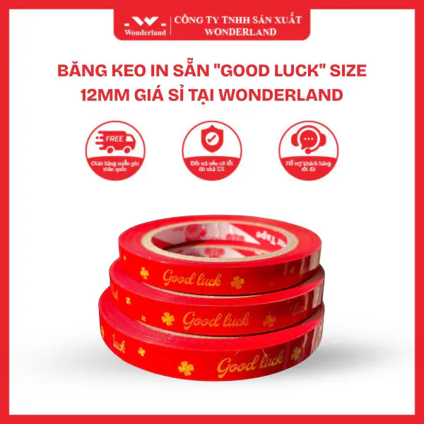 BĂNG KEO IN SẴN "GOOD LUCK" SIZE 12MM