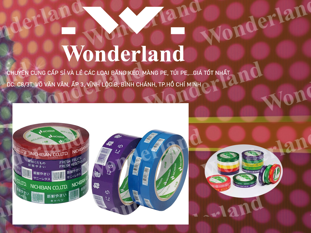BĂNG KEO IN CHỮ 16MM CHẤT LƯỢNG CAO WONDERLAND GIÁ SỈ TỐT NHẤT