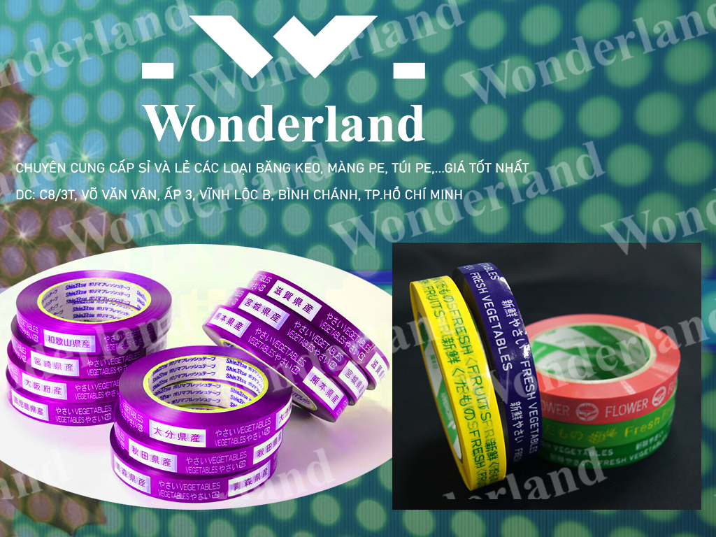 BĂNG KEO IN CHỮ 16MM CHẤT LƯỢNG CAO WONDERLAND