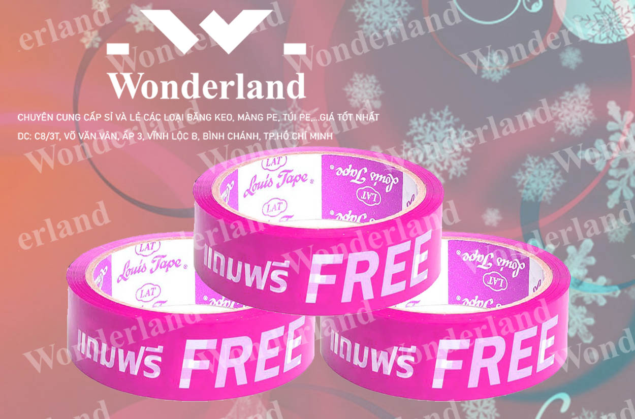 BĂNG KEO IN CHỮ 25MM CHẤT LƯỢNG CAO WONDERLAND GIÁ SỈ TỐT NHẤT
