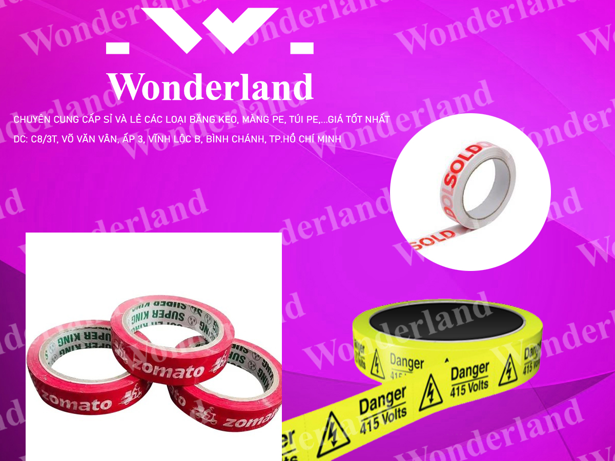 BĂNG KEO IN CHỮ 26MM CHẤT LƯỢNG CAO WONDERLAND GIÁ SỈ TỐT NHẤT
