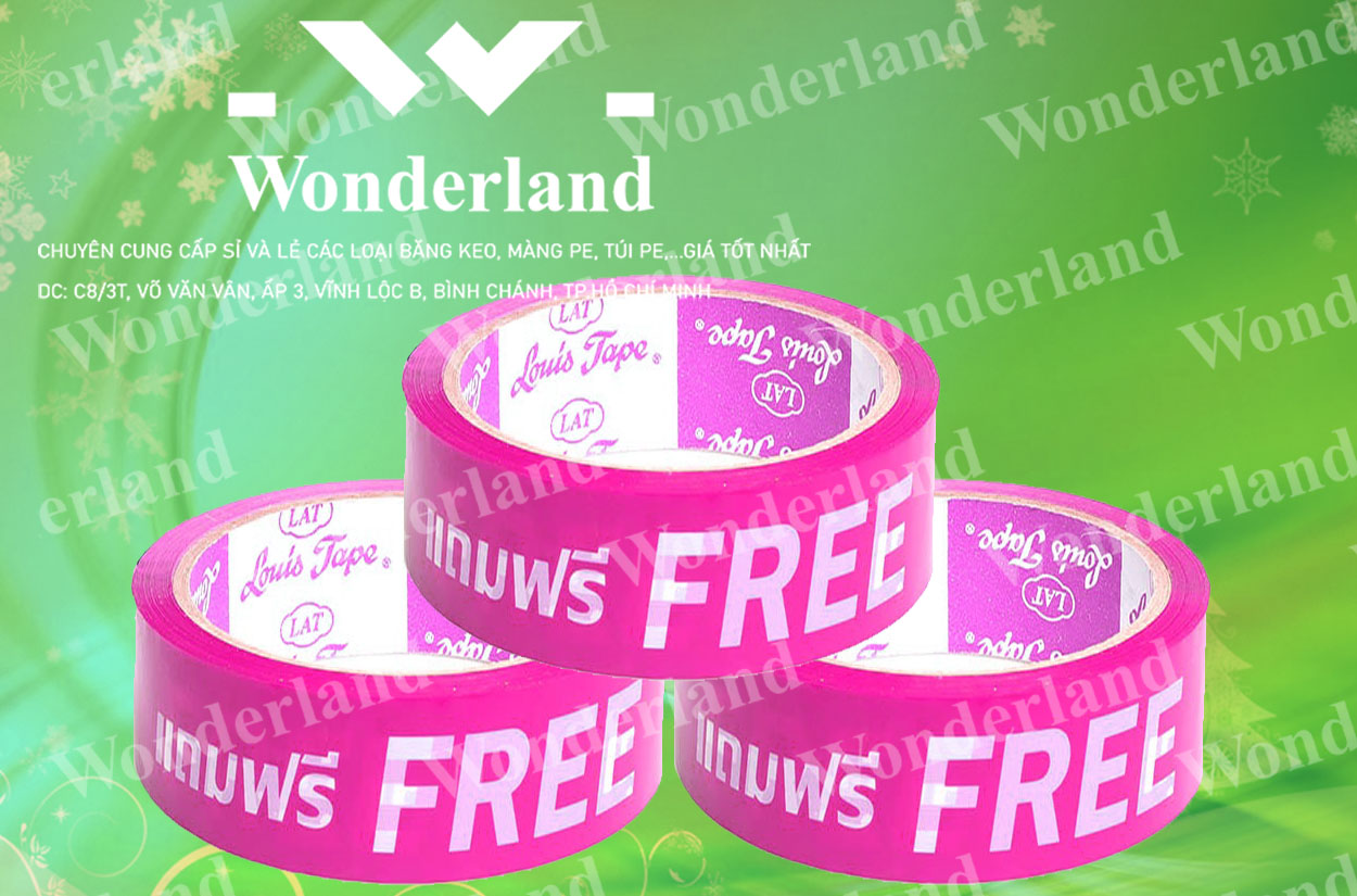BĂNG KEO IN CHỮ 35MM CHẤT LƯỢNG CAO WONDERLAND GIÁ SỈ TỐT NHẤT