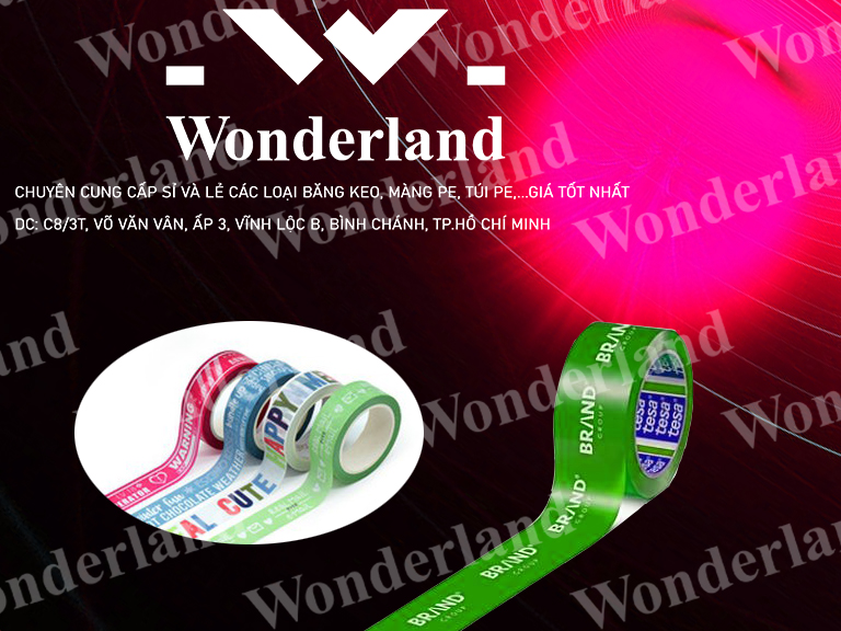 BĂNG KEO IN CHỮ 36MM NHIỀU MÀU SẮC CHẤT LƯỢNG CAO WONDERLAND